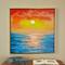 Multi Colored Canvas Handmade Ocean Sunset Landscape Framed Wall Art with Gold Frame 37" x 1" x 37"